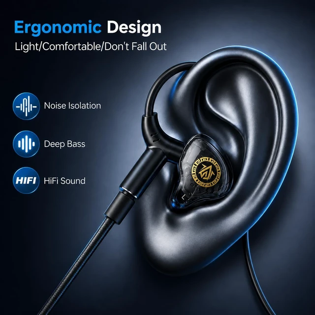 Alt view image 2 of 7 - HOTOIQ Wired Gaming Earbuds with Mic, Deep Bass Noise Isolating in-Ear Headphones, 16Ohm Low Impedance 3.5mm Jack Earphones with Volume Control, for PS5 PS4 Xbox PC Phone Online Class Streaming