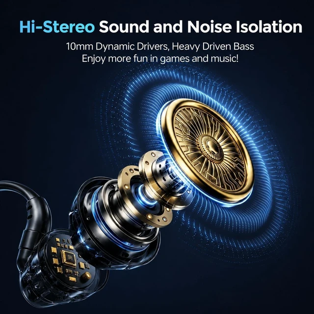 Alt view image 4 of 7 - HOTOIQ Wired Gaming Earbuds with Mic, Deep Bass Noise Isolating in-Ear Headphones, 16Ohm Low Impedance 3.5mm Jack Earphones with Volume Control, for PS5 PS4 Xbox PC Phone Online Class Streaming