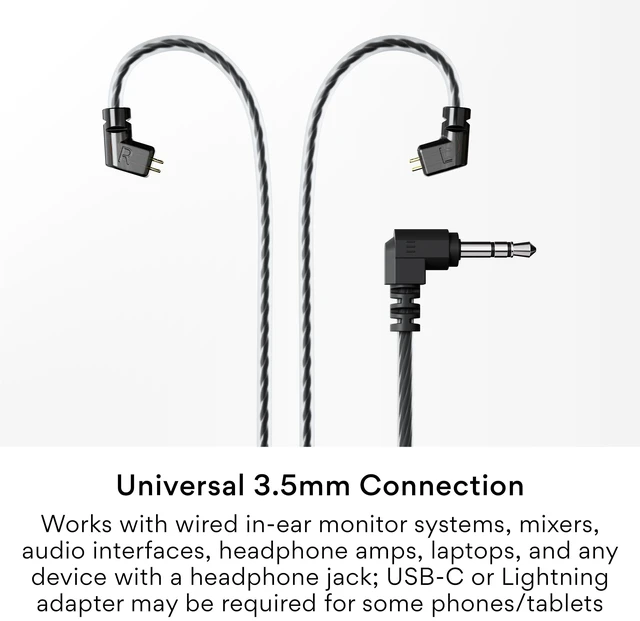 Alt view image 7 of 7 - MEE audio CORE 2 Dual-Driver Hybrid in-Ear Monitor Wired Headphones, Black | Dynamic + Balanced Armature IEMs for Deep Bass & Crisp Detail, Detachable Cable Earbuds for Musicians, Gaming, 3.5mm plug