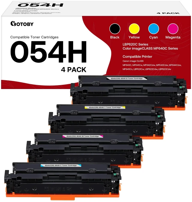 Main image of GOTOBY 054H Toner Cartridges Replacement for Canon 054 054H | Compatible for Canon Color ImageClass LBP622Cdw MF642Cdw MF643Cdw MF644Cdw MF640C Printer (Black, Cyan, Magenta, Yellow)