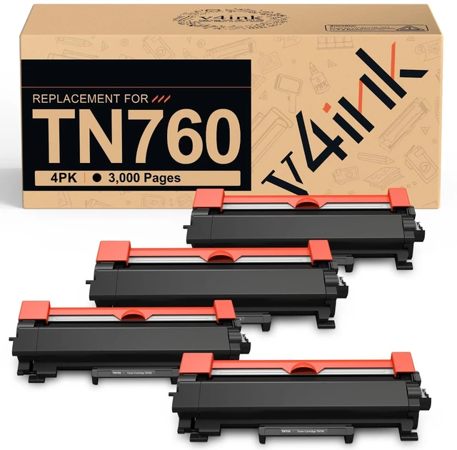 Main image of v4ink TN760 Compatible for Brother TN-760 Toner Cartridge 4Pack High Yield | Black Replacement for TN730 TN-730 TN770 TN-770 for Printer HL-L2350DW L2370DW L2390DW MFC-L2690DW MFC-L2710DW MFC-L2750DW