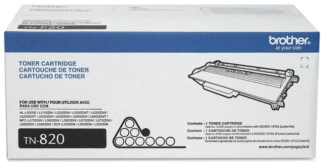 Main image of Brother Genuine Toner Cartridge, TN820, Replacement Black Toner, Page Yield Up to 3,000 Pages, Amazon Dash Replenishment Cartridge