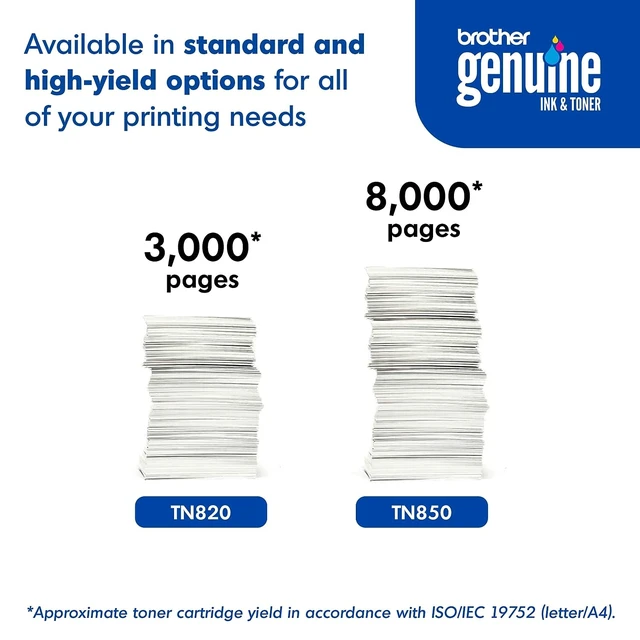 Alt view image 4 of 7 - Brother Genuine Toner Cartridge, TN820, Replacement Black Toner, Page Yield Up to 3,000 Pages, Amazon Dash Replenishment Cartridge