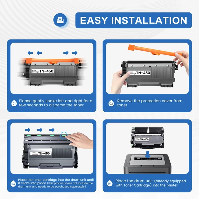 Alt view image 5 of 6 - TN450 TN-450 Compatible TN450 Black High Yield Toner Cartridge Replacement for Brother TN-450 Intellifax-2840 HL-2240 HL-2230 MFC-7860DW MFC-7360N Toner Cartridge (2 Pack).