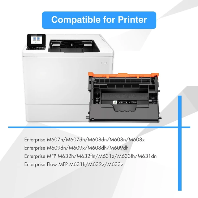 Alt view image 2 of 6 - 37A Black Toner Cartridge Compatible for HP M607 M608 CF237A 37X CF237X | Compatible for HP 37A LaserJet Enterprise M608x M608dh M608dh M609x M609 MFP M633 M632 M631 M631h M633fh Printer Ink (1-Pack)