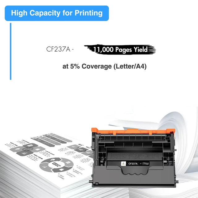 Alt view image 3 of 6 - 37A Black Toner Cartridge Compatible for HP M607 M608 CF237A 37X CF237X | Compatible for HP 37A LaserJet Enterprise M608x M608dh M608dh M609x M609 MFP M633 M632 M631 M631h M633fh Printer Ink (1-Pack)