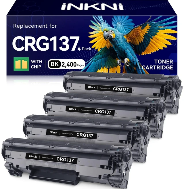 Main image of CRG137 Toner Cartridge 4 Pack, with Chip, High Yield, 2400 Pages | Compatible for Canon 137 Black CRG-137 9435B001AA for ImageClass D570 MF232w MF247dw MF249dw MF216n MF236n LBP151dw Printer