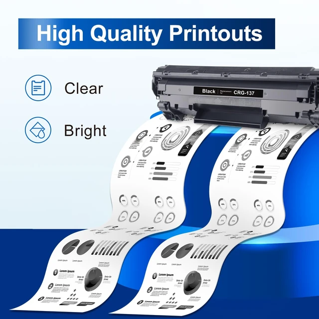 Alt view image 4 of 7 - CRG137 Toner Cartridge 4 Pack, with Chip, High Yield, 2400 Pages | Compatible for Canon 137 Black CRG-137 9435B001AA for ImageClass D570 MF232w MF247dw MF249dw MF216n MF236n LBP151dw Printer