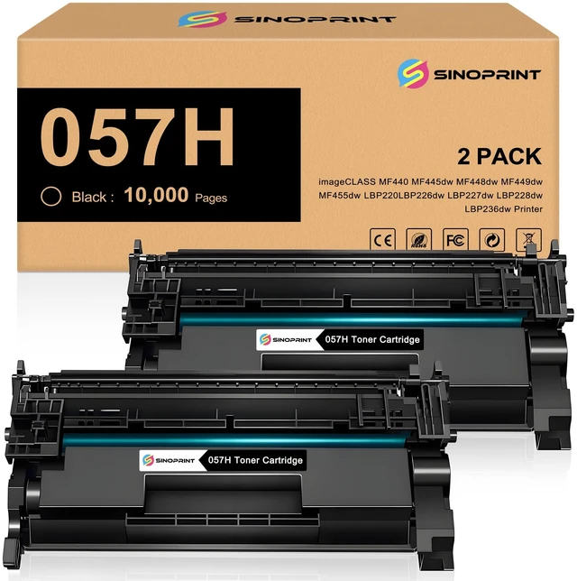 Main image of SINOPRINT 057H Black CRG-057 3009C001 Toner Cartridge for Canon | ImageCLASS MF449dw MF448dw MF455dw MF445dw LBP228dw LBP226dw lbp227dw LBP236dw Laser Printers 2 Packs Black