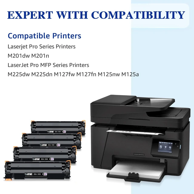 Alt view image 2 of 6 - HaloFox Compatible Toner Cartridge Replacement for HP CF283A 83A HP Laserjet Pro MFP M125nw M201dw M225dw M201n M125a M127fn M127fw Printer (Black,4-Pack)