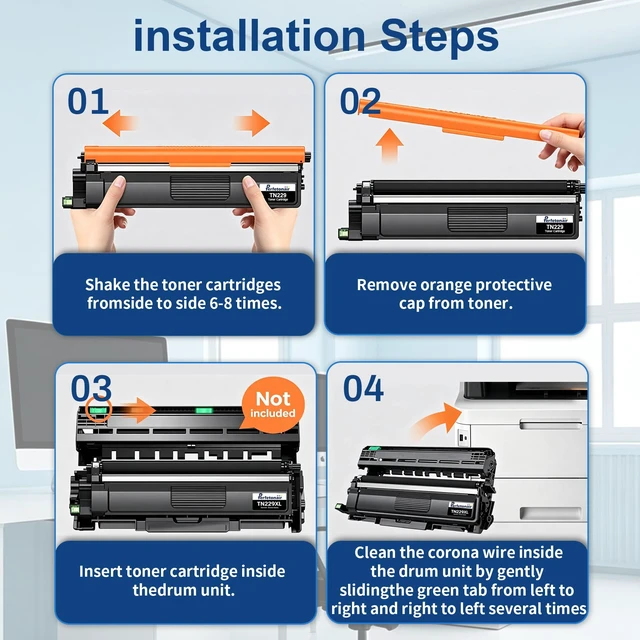 Alt view image 6 of 7 - TN229XL Toner Cartridges Replacement for Brother TN229 TN229XL Toner for MFC-L3720CDW MFC-L3765CDW MFC-L3780CDW HL-L3220CDW HL-L3280CDW HL-L3300CDW Printer (Black, Cyan, Magenta, Yellow, 4 Pack)