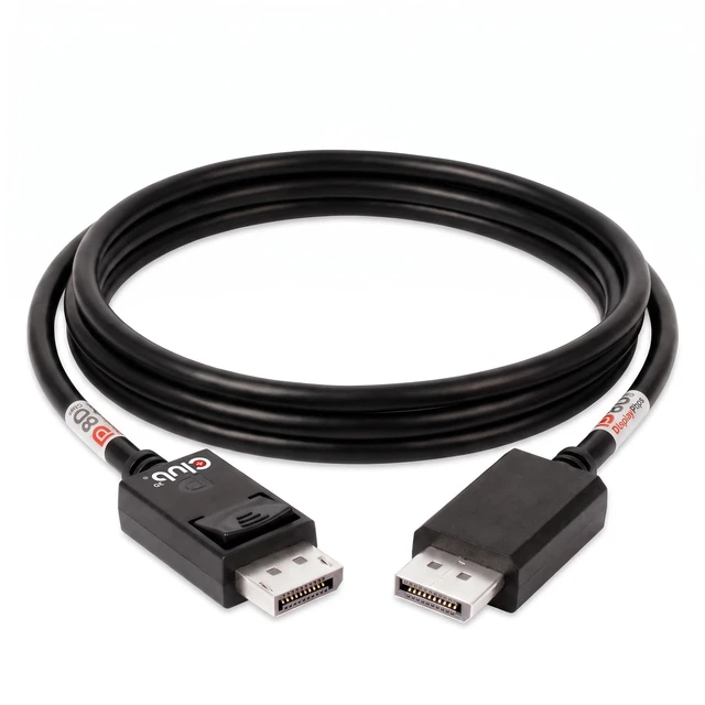 Main image of Club 3D DisplayPort 2.1 Cable VESA DP80 80Gbps 1.6m/5,25ft CAC-1092 | Bi-directional DP to DP, locking latch connectors, DSC 1.2 & FEC support, up to 8K 240Hz & 4K 240Hz for gaming monitors