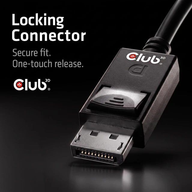 Alt view image 4 of 6 - Club 3D DisplayPort 2.1 Cable VESA DP80 80Gbps 1.6m/5,25ft CAC-1092 | Bi-directional DP to DP, locking latch connectors, DSC 1.2 & FEC support, up to 8K 240Hz & 4K 240Hz for gaming monitors