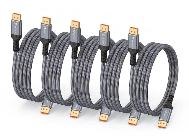 Main image of PrismSync Displayport 1.4 Cable 6FT, 8K@60Hz, 4K@144Hz, 32.4Gbps5-Pack | MST Daisy Chain Multi-Monitor, G-SYNC FreeSync HDR, for Gaming PC, Designer Dual Screen, Pro Workstation, Video Editing