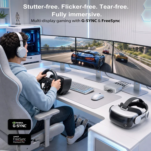 Alt view image 3 of 6 - PrismSync Displayport 1.4 Cable 6FT, 8K@60Hz, 4K@144Hz, 32.4Gbps5-Pack | MST Daisy Chain Multi-Monitor, G-SYNC FreeSync HDR, for Gaming PC, Designer Dual Screen, Pro Workstation, Video Editing
