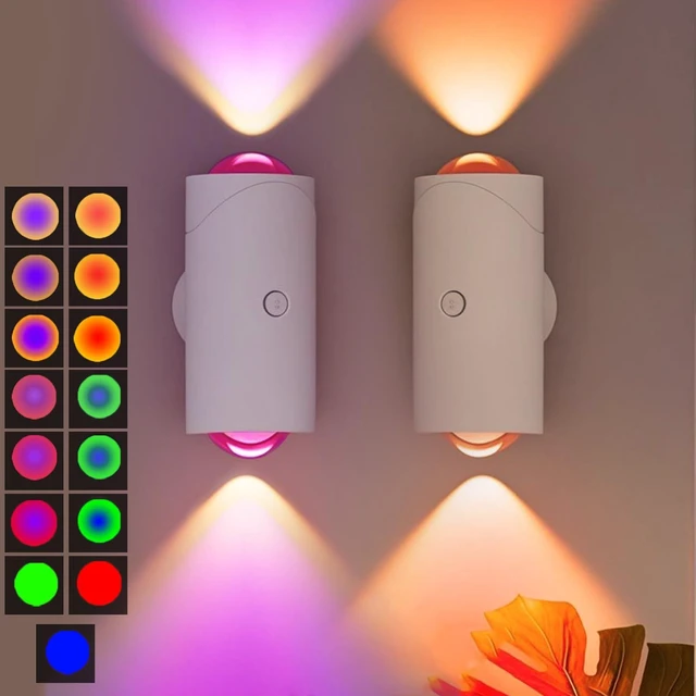 Main image of Rechargeable Motion Sensor Light Indoor, Magnetic RGB Wall Sconces 2 Pack | 7 Color Motion Sensor Night Light, 1500mAh Wireless Wall Sconces Battery Operated for Bedroom, Bathroom, Hallway, Stairs