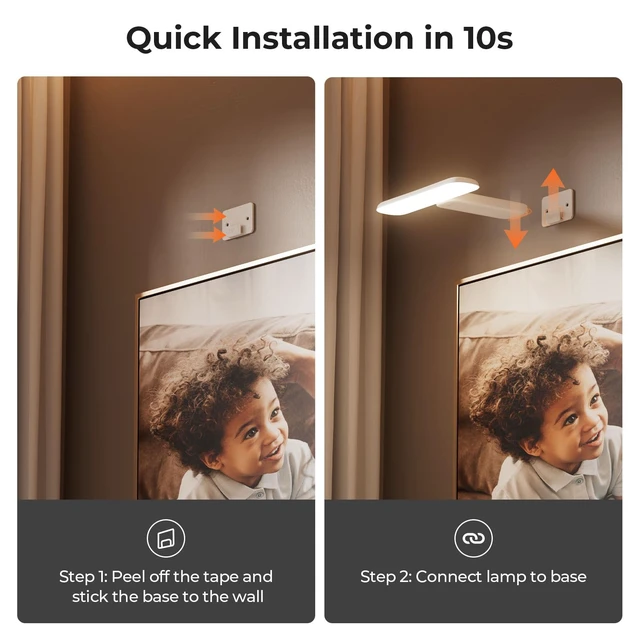 Alt view image 5 of 7 - Picture Lights for Wall Rechargeable, Picture Frame Lights, Dartboard light | FULEN Light Over Picture frame,LED Wall Lights for Dart Board, Paintings,3 Color Temperatures, Remote Control,White,2 Pack