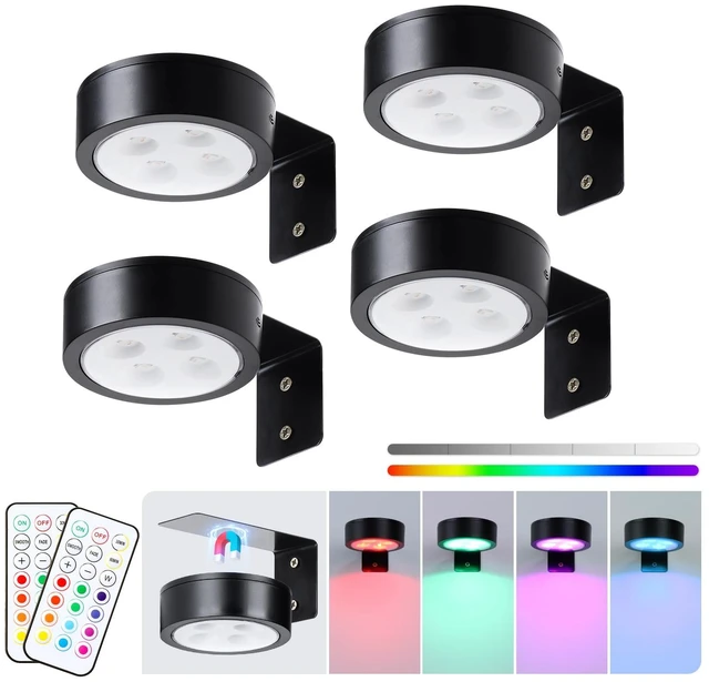 Main image of KELUOLY 4-Pack Wireless Battery Operated Painting Light with Remote Control,13 Color RGB Magnetic Led Art Picture Lights for Wall, Dimmable and Timer Poster Light, Wall Decor Black Display Light