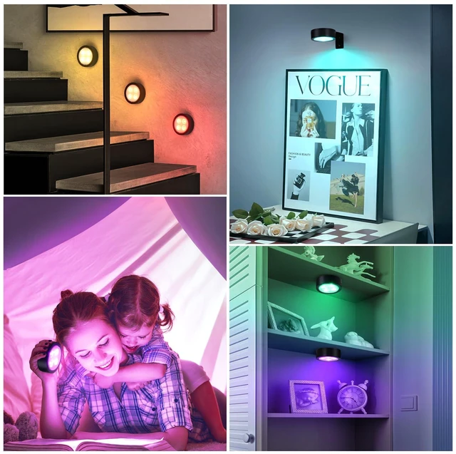 Alt view image 7 of 7 - KELUOLY 4-Pack Wireless Battery Operated Painting Light with Remote Control,13 Color RGB Magnetic Led Art Picture Lights for Wall, Dimmable and Timer Poster Light, Wall Decor Black Display Light