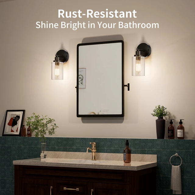 Alt view image 4 of 7 - BUTHY Black Wall Sconce Light, Modern LED Wall Light Indoor Fixtures | E26 Base and Clear Glass Shade, Ideal for Hallway, Bedroom, Living Room, and Mirror