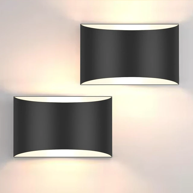 Main image of Modern LED Wall Sconces, 3000K Warm White Hardwired Wall Lights Set of 2 | 10W Up and Down Wall Mount Light, Matte Black Indoor Sconces Wall Lighting, Wall Lamp for Living Room Bedroom Bedside Hallway