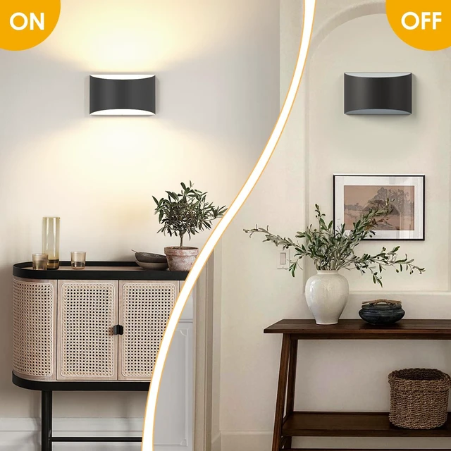 Alt view image 7 of 7 - Modern LED Wall Sconces, 3000K Warm White Hardwired Wall Lights Set of 2 | 10W Up and Down Wall Mount Light, Matte Black Indoor Sconces Wall Lighting, Wall Lamp for Living Room Bedroom Bedside Hallway
