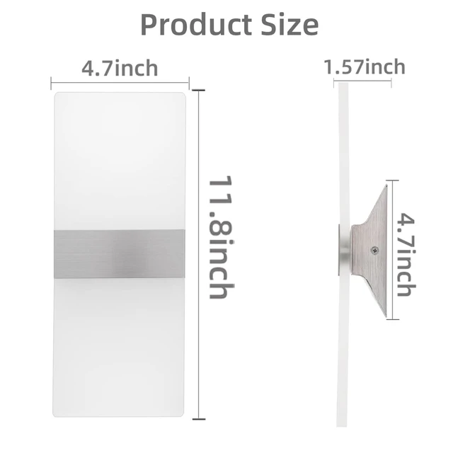 Alt view image 6 of 7 - KICAAO Modern Wall Sconces 4 Pack, Led Wall Light 10w, Cool White 6000K | Wall Sconce Up Downlight, Hardwired Acrylic Wall Light Lighting, Suitable for Living Room Corridor Bedside