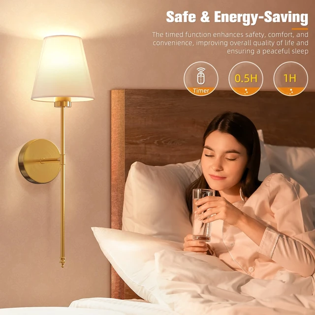 Alt view image 6 of 7 - NIORSUN Battery Operated Wall Sconce Set of 2,Gold Rechargeable Wall Lights with 10400mAh Dimmable Bulbs and Remote,10 Colors Wireless Wall Lamps for Bedroom Living Room Hallway Decor