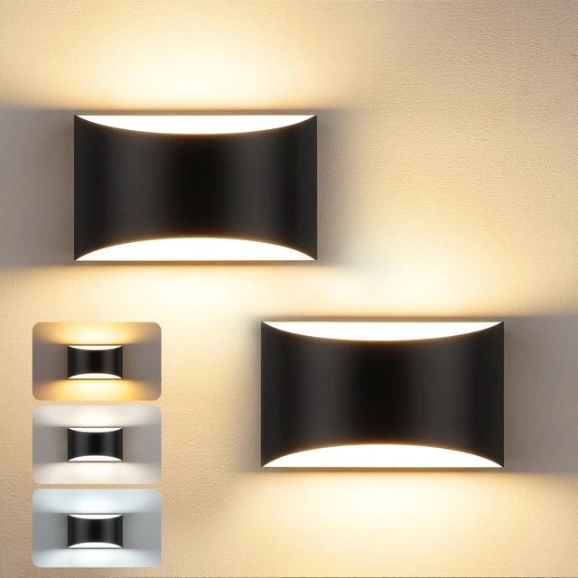 Main image of MATAMEYE Modern LED Wall Sconce Set of 2, Black Indoor Wall Lights 3CCT | 3000K/4000K/6000K, Up/Down Hardwired Wall Mount Light, Easy Install Aluminum Wall Lighting, Bedroom, Living Room, Hallway