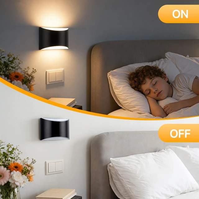 Alt view image 5 of 7 - MATAMEYE Modern LED Wall Sconce Set of 2, Black Indoor Wall Lights 3CCT | 3000K/4000K/6000K, Up/Down Hardwired Wall Mount Light, Easy Install Aluminum Wall Lighting, Bedroom, Living Room, Hallway