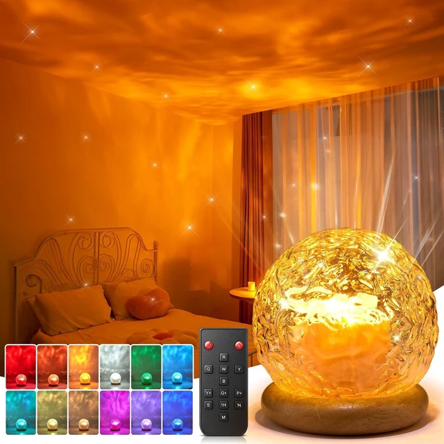 Main image of Ambient Lighting, 16 Colors Led Lights for Bedroom, Gift Ideas, Room Decor | 3-in-1 Sunset/Ocean/Northern, Remote, 6 Brightness, 1 Hr Timer, Made of Glass & Wood,Bedroom,Bathroom, Dorm,Halloween Light