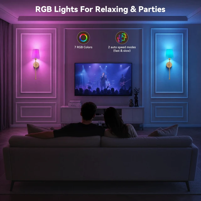 Alt view image 7 of 7 - Battery Operated Wall Sconces, Gold, 2 Pack with Magnetic Bulbs,RF Remote | 12000mAh,Stepless Dimming & Tunable Color Temp,7 RGB color,Timer & Memory, for Bedroom, Living Room, Dining Room, Hallway