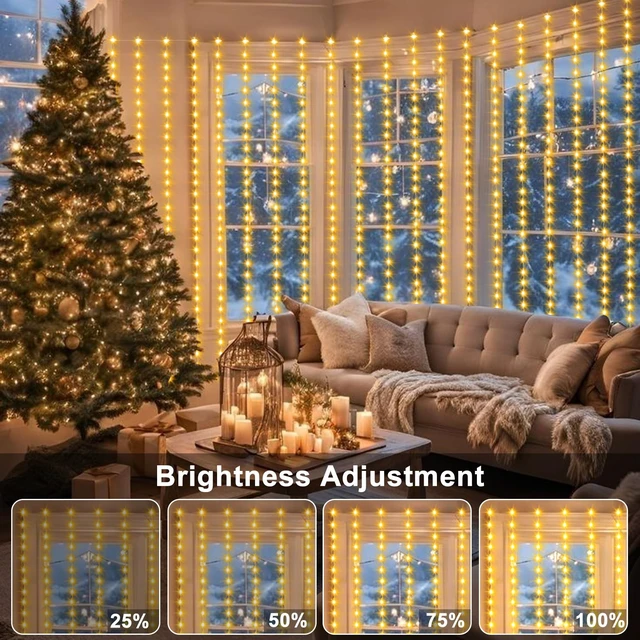 Alt view image 5 of 7 - 600 LED Curtain Lights 20Ftx10Ft Dual Color Changing Lights with Remote | Timer Curtain Lights Connectable Plug in Christmas Lights for Bedroom Backdrop Wedding Party Decor, Warm White & Multicolor