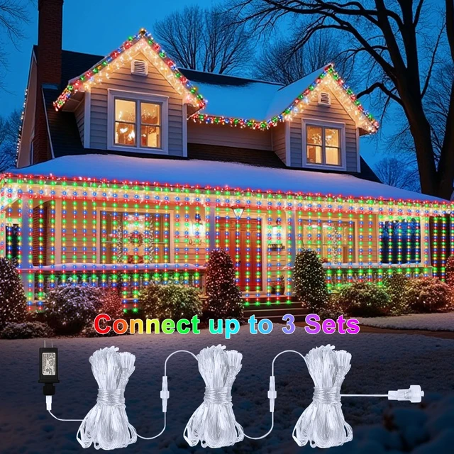 Alt view image 6 of 7 - 600 LED Curtain Lights 20Ftx10Ft Dual Color Changing Lights with Remote | Timer Curtain Lights Connectable Plug in Christmas Lights for Bedroom Backdrop Wedding Party Decor, Warm White & Multicolor