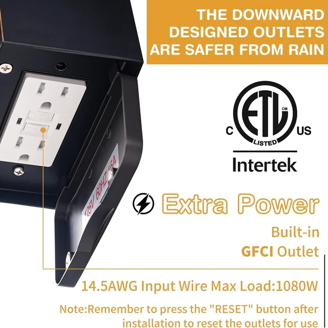 Alt view image 2 of 7 - Yisuro Porch Lights with GFCI Outlet, Dusk to Dawn Outdoor Lights with Outlet, 3 Lighting Modes Exterior Light Fixture Waterproof, Outside Lights for House Front Door Patio Garage