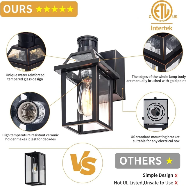Alt view image 6 of 7 - Yisuro Porch Lights with GFCI Outlet, Dusk to Dawn Outdoor Lights with Outlet, 3 Lighting Modes Exterior Light Fixture Waterproof, Outside Lights for House Front Door Patio Garage