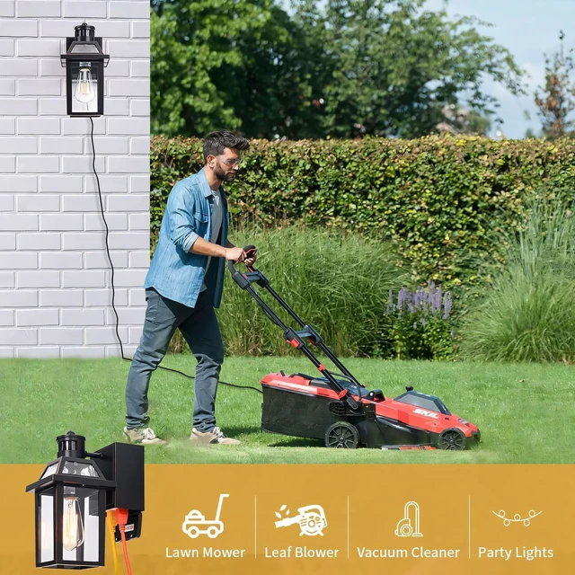 Alt view image 7 of 7 - Yisuro Porch Lights with GFCI Outlet, Dusk to Dawn Outdoor Lights with Outlet, 3 Lighting Modes Exterior Light Fixture Waterproof, Outside Lights for House Front Door Patio Garage