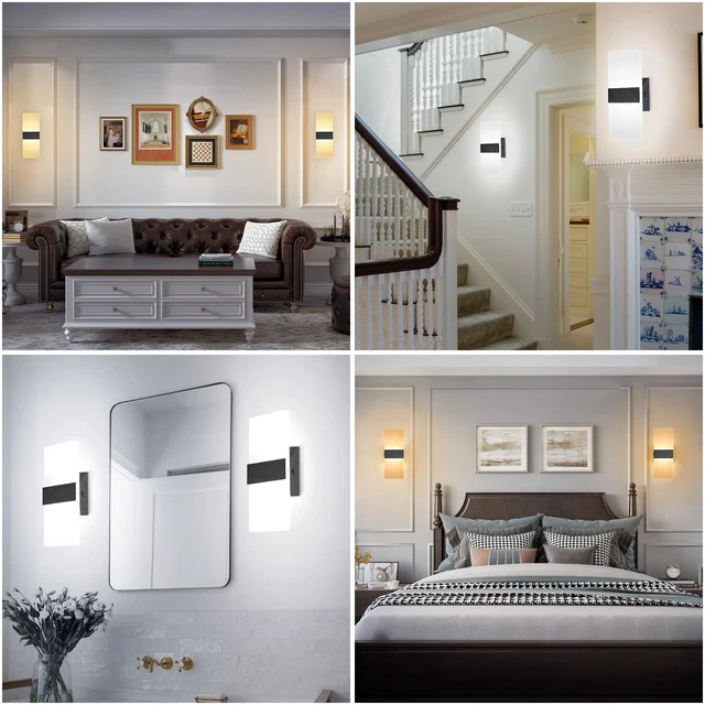 Alt view image 6 of 7 - TRLIFE Dimmable LED Wall Sconces, 4 Color Temperature Modern Wall Sconce 12W Dimmable Wall Lights Set of 2 Wall Mounted Light for Bedroom Bedside Hallway Living Room Stairway(2 Pack, Black)