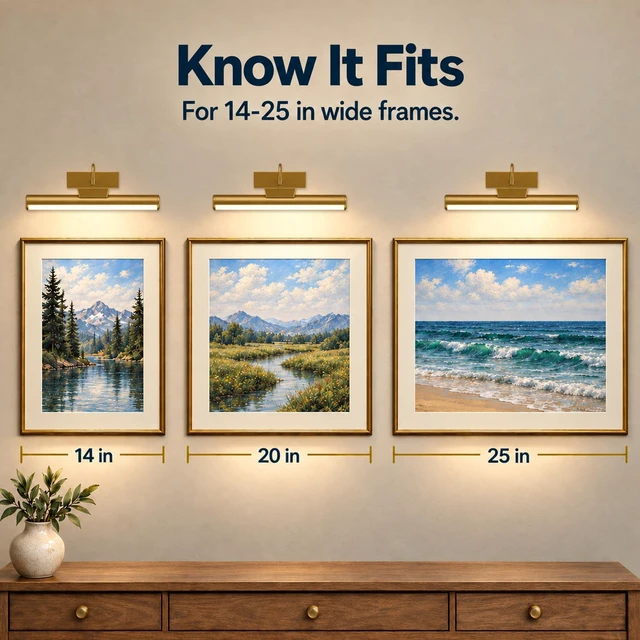 Alt view image 5 of 7 - 13" Wireless Picture Lights for Wall, Rechargeable Art Light, 2Pack Gold | Aluminum Photo Frame Light, Remote & Touch Control, 5000mAh Battery, 3 Color Temp, Dimmable, Magnetic Gallery Painting Light