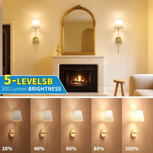 Alt view image 4 of 7 - Set of 2 Battery Operated Wall Sconces, Rechargeable Wireless Wall Lights | Cordless Wall Lamps, 5200mAh, 15Color RGB Dimmable with Remote Control, for Bedroom, Living Room, Hallway Decor (Gold)