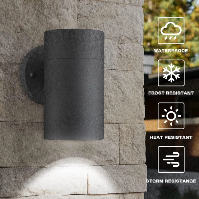 Alt view image 2 of 7 - Ken & Ricky Modern Outdoor Wall Sconce Lights,Cylinder,Black,2 Pack | No Glare Aluminum Exterior Lighting Fixtures,Downward Outside Wall Light,E26,For House Front Porch Garage Patio Entryway