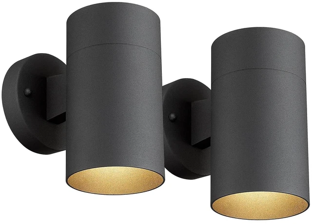 Main image of Ken & Ricky Modern Outdoor Wall Sconce Lights,Cylinder,Black,2 Pack | No Glare Aluminum Exterior Lighting Fixtures,Downward Outside Wall Light,E26,For House Front Porch Garage Patio Entryway