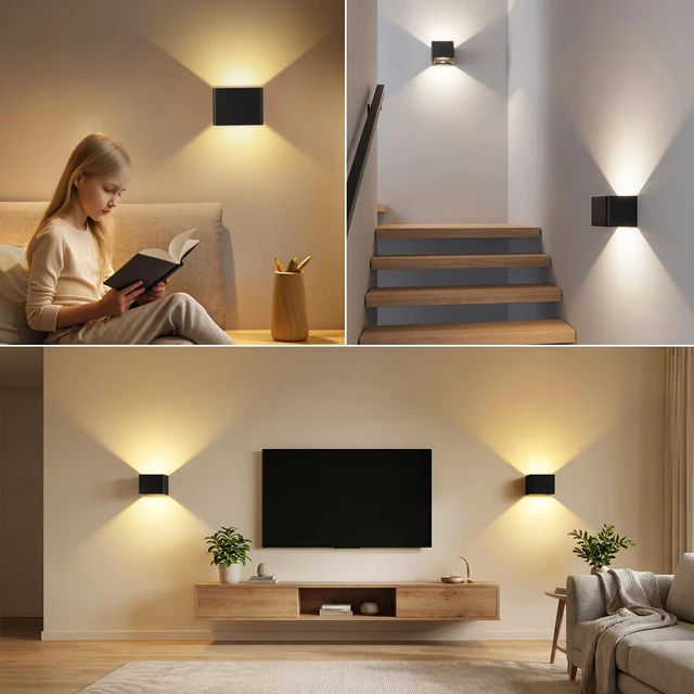 Alt view image 7 of 7 - Rechargeable Motion Sensor Wall Lights, Black Battery Operated Wall Sconces | Touch&Remote Control, 3Colors & Dimmable, Magnetic, Large 6000mAh, 2 Pack Wireless Wall Lamp for Bedroom Living Room