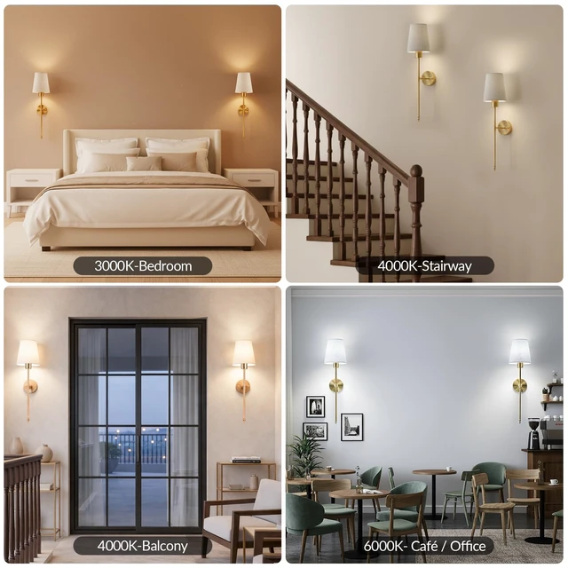 Alt view image 7 of 7 - Konvixon Battery Operated Wall Sconces Set of Two, 3CCT with Remote, Gold | Wireless Rechargeable Wall Lights with 5200mAh Dimmable Magnetic LED Bulbs, Wall Lamp for Living RoomBedroomHallway Decor