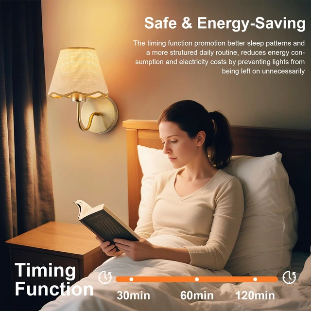 Alt view image 7 of 7 - ADISUN Battery Operated Wall Sconce Set of 2, Gold Wall Lamps Rechargeable Bulbs for Living Room, Rattan Shade Wireless Wall Lights for Bedroom Living Room Hallway Kitchen(2 Bulbs Included)