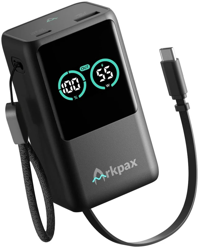 Main image of Arkpax 45W Portable Charger Fast Charging Power Bank 10000mAh | Built-In Retractable USB-C Cable, 55W Max Battery Pack for iPhone 18/17/16 Series iPad Galaxy Series, Pixel, Travel Essential