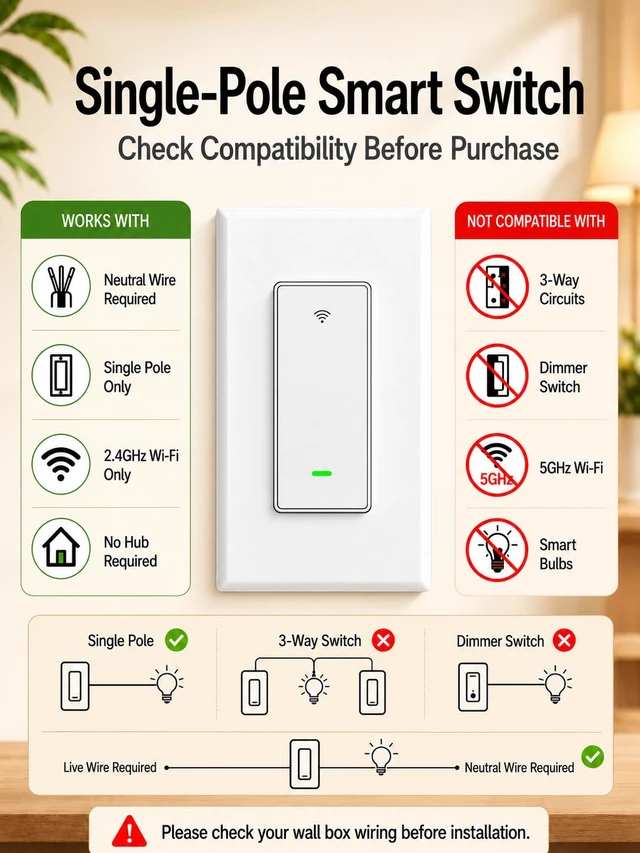 Alt view image 2 of 7 - GHome Smart Switches for Lights, Single Pole WiFi, Works with Alexa, 4 Pack | Google Home Compatible, Neutral Wire Required, 2.4GHz WiFi, Voice Control, App Control, Schedule, Timer, UL FCC Listed