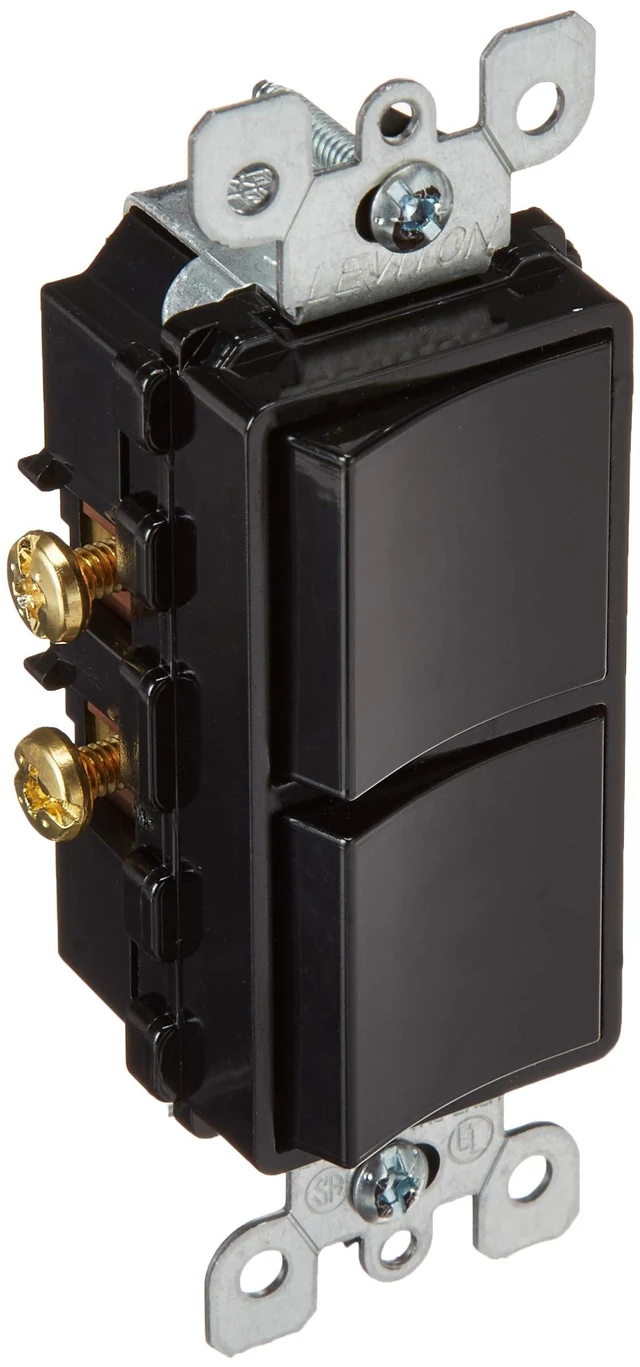 Main image of Leviton 15 Amp, 120/277 Volt, Decora Single-Pole, AC Combination Switch, Commercial Grade, Grounding, 5634-E, Black