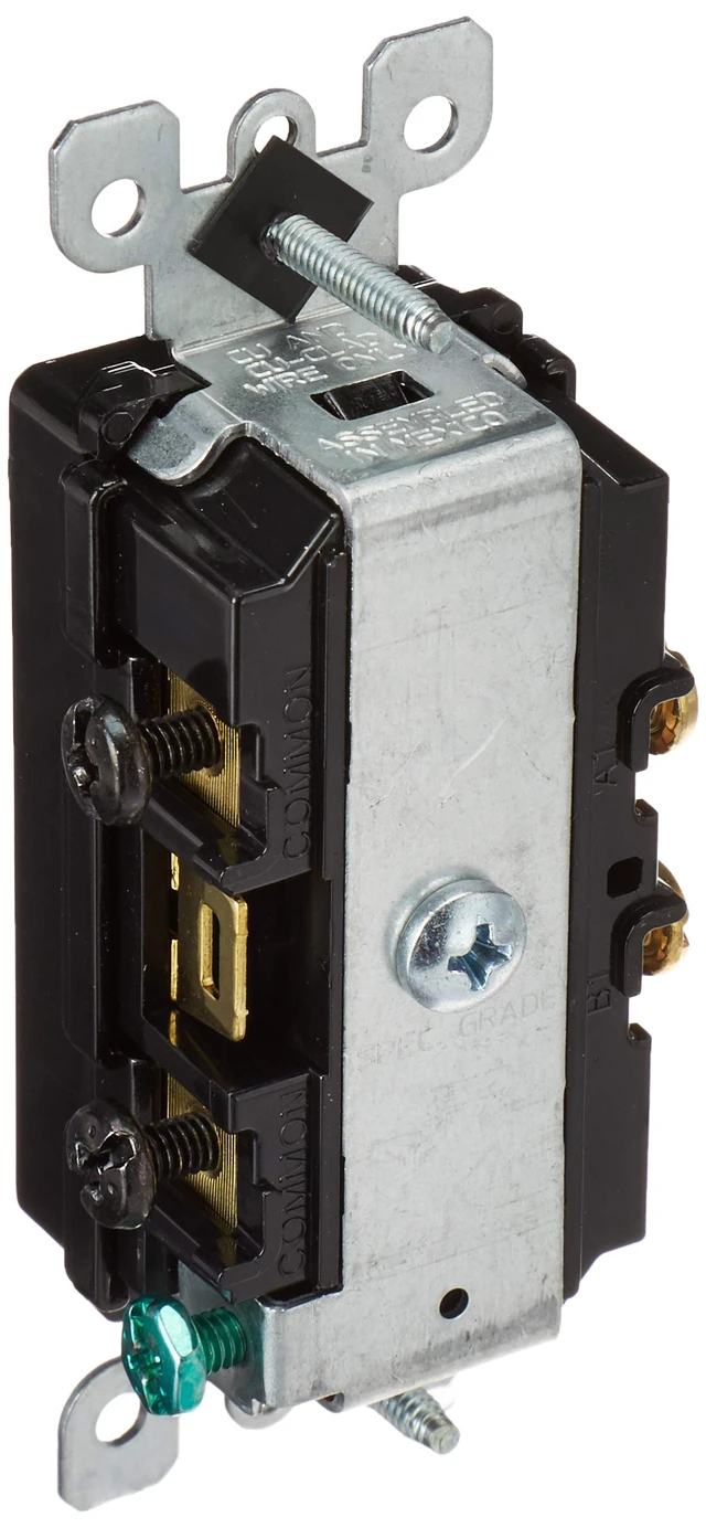 Alt view image 3 of 5 - Leviton 15 Amp, 120/277 Volt, Decora Single-Pole, AC Combination Switch, Commercial Grade, Grounding, 5634-E, Black