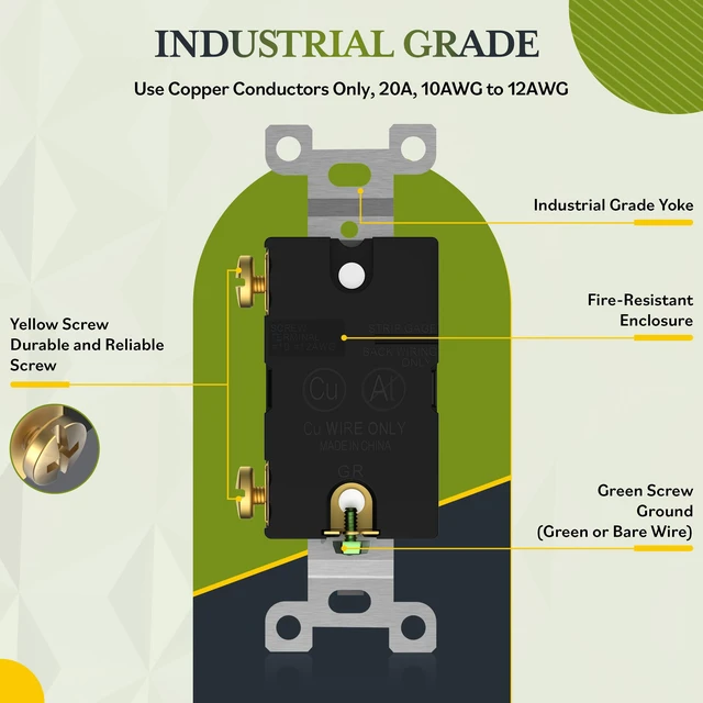 Alt view image 3 of 7 - TG 5 Pack 20 Amp Commercial Toggle Light Switch, Single Pole, White | UL Listed, Heavy-Duty Build, Commercial/Industrial Grade, Back & Side Wire, High-Power Rated, 120V/277V AC, Easy Installation